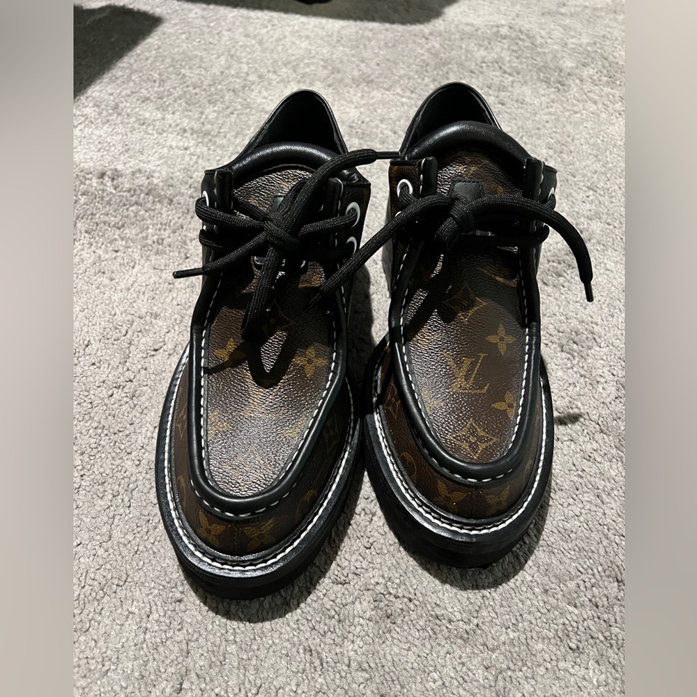 Monogram Calfskin Beaubourg Platform Derby Shoes 41 Brown